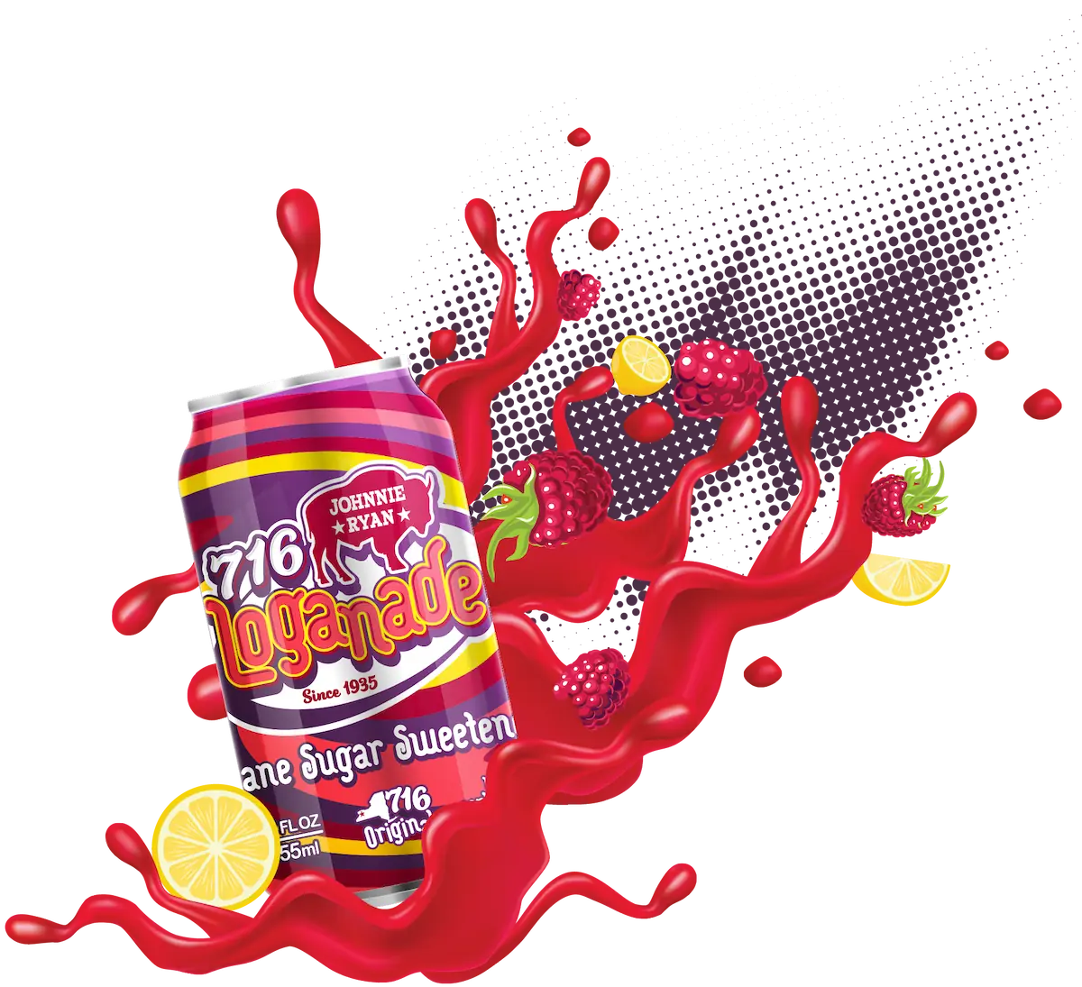 Graphic of a Johnnie Ryan Loganade can